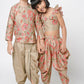 Lil Drama Golden Weaves Beige Crop Top With Dhoti Co-Ordinate Set - Swadesiicart