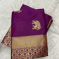 DEIANA'S Beautiful Designer Golden zari Soft Lichi Silk Saree - Purple - Swadesiicart
