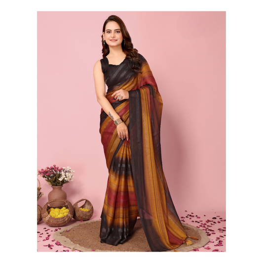 Attractive These Party Wear Ready To Wear Saree - Orange | Swadesiicart