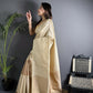 Joban Fashion Off White Banarasi Soft Lichi Silk Checks & Woven Saree | Swadesiicart