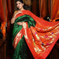 Very Much Indian Triple Muniya Border Paithani- Authentic Handloom Pure Silk With Parrots Pallu - Zari Stripes | Swadesiicart