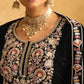 Anaita Black Embroidered with Beads Velvet Stitched Plazo Suit