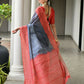 Vishnu Weaves Women's Red Soft Tussar Silk Printed Saree with Blouse - Swadesiicart