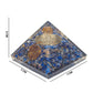 Golden Peacock Blue & Gold-Toned Lapis Lazuli Orgone Stone Pyramid Prism Paperweight | Swadesiicart