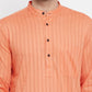 Even Apparels Orange Color Pure Cotton Men's Kurta With Band Collar | Swadesiicart