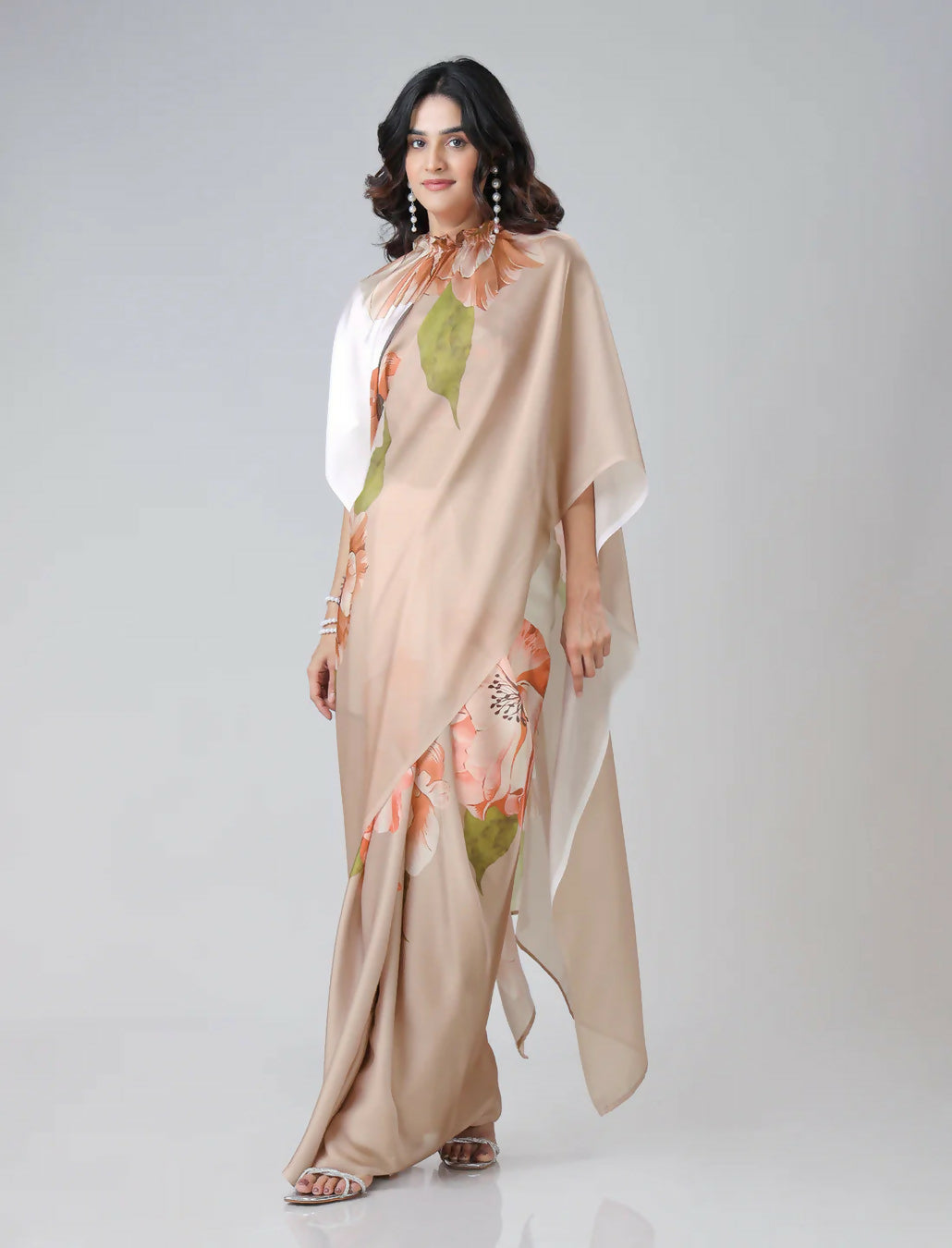 Vastranavya Chiku Freehand Floral Print Ready to Wear Saree | Swadesiicart