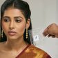 Nuyug 18K Gold-Plated Crystal Stone Studded Triangular Drop Sleek Earrings | Swadesiicart