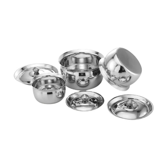 Expresso Stainless Steel Heavy Gauge Induction Friendly Kitchen Serving Set - Swadesiicart