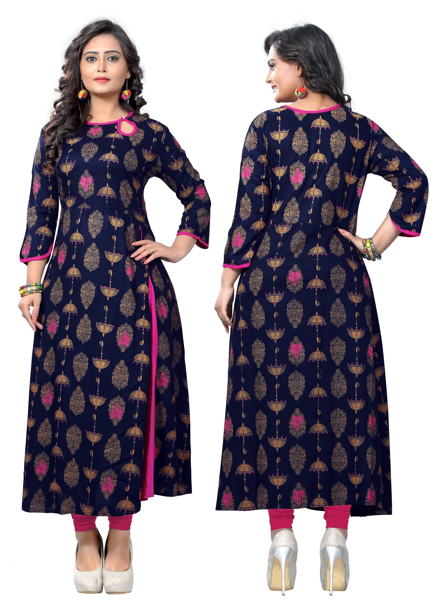 NOZ2TOZ Women's Blue Color Rayon A-Line Kurta Only - Swadesiicart