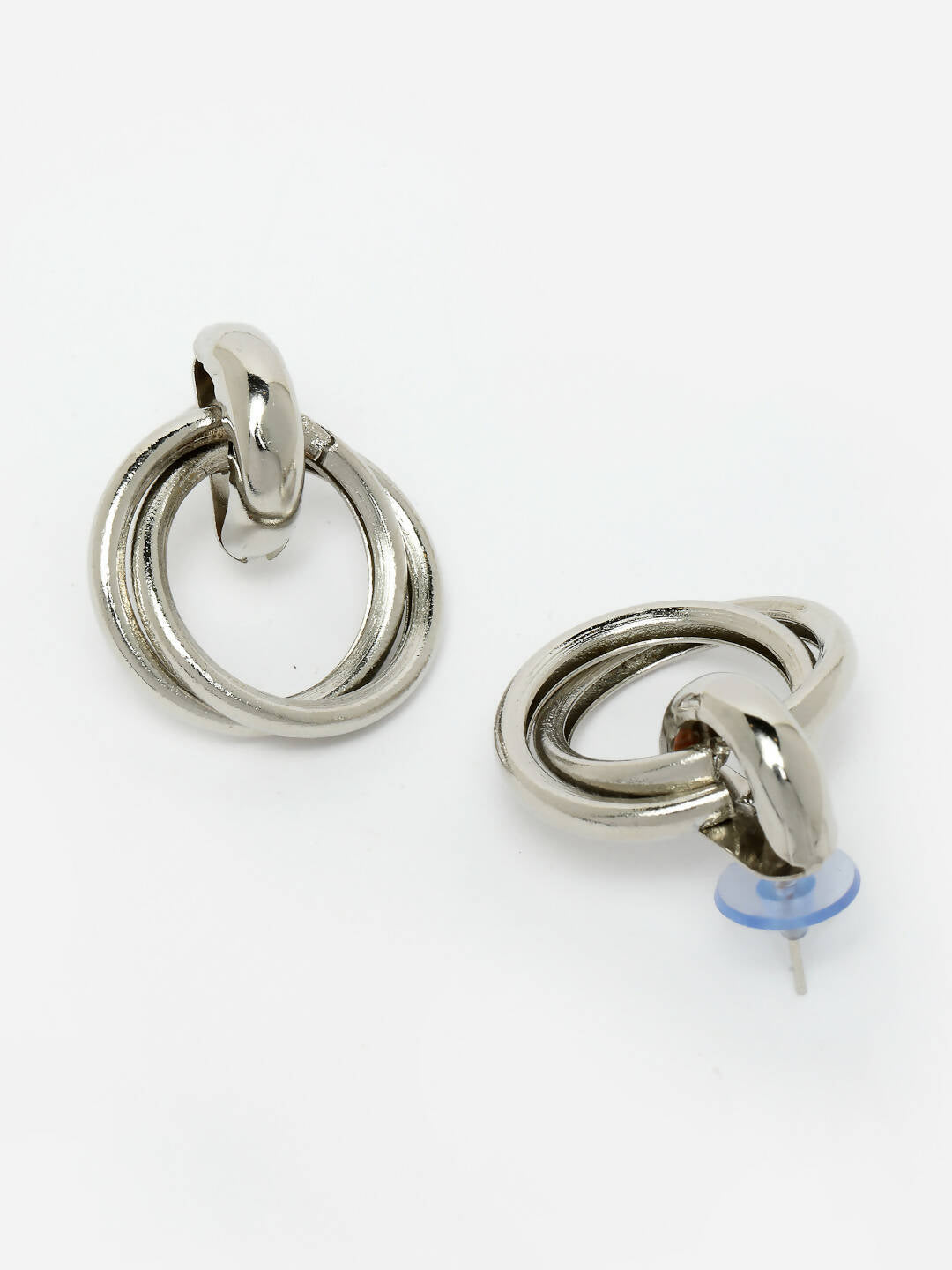 NVR Women's Western Silver Plated Circular Metal Hoop Earrings | Swadesiicart