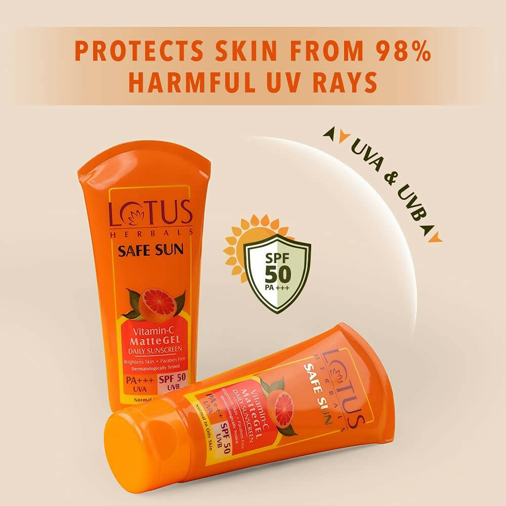 Lotus Herbals Safe Sun Vitamin C Matte Gel Daily Sunscreen SPF 50 PA+++ - Swadesiicart