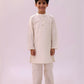 Lil Drama Genda Phool White Kurta and Pant with Mustard Jacket Set for Boys | Swadesiicart