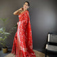Joban Fashion Red Meenakari Banarasi Silk Sarees | Swadesiicart