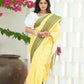 Beatitude Yellow Cotton Jacqaurd Border Tangail Handloom Saree