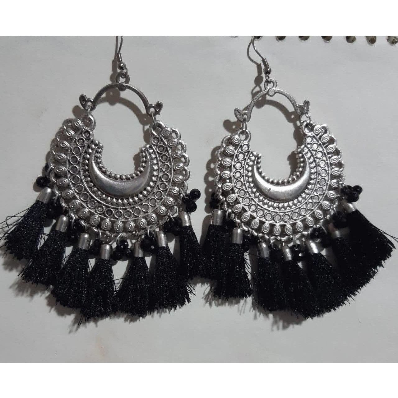MS Fashion India Muskan Fancy Glass Pearl stone Black Thread Earrings | Swadesiicart
