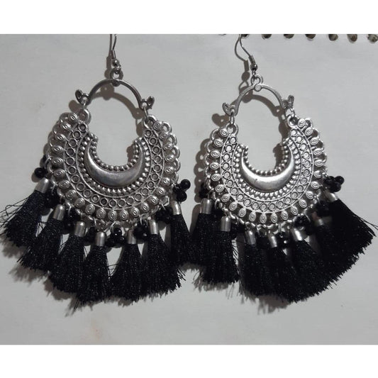 MS Fashion India Muskan Fancy Glass Pearl stone Black Thread Earrings | Swadesiicart
