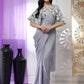 Grey Chiffon Solid Ready to wear Saree with stitched Blouse - Aayan | Swadesiicart
