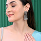 VOJ Black-Toned AD Studded Square Dome Shaped Jhumka Earrings - Swadesiicart