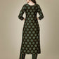 Jyoti Fashion Women's Dark Coffee Rayon Embroidered Kurta Pant Set | Swadesiicart