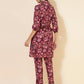 Janasya Women's Purple Cotton Floral Printed Casual Straight Kurta Set | Swadesiicart