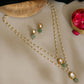 Ruby Raang Green Aventurine & Kundan Necklace with Studs | Swadesiicart