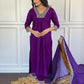 Partywear Designer ViscoseWine Stitched Suit With Dupatta - Tanisha | Swadesiicart