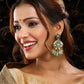 Ruby Raang Gold Polished Green Kundan Earrings | Swadesiicart
