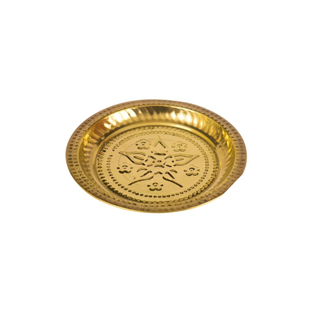 Spillbox Gold-Toned Brass Thali Pooja Essential | Swadesiicart