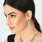 Mominos Fashion Johar Kamal Silver-Plated American Diamond Silver Blue Choker Set | Swadesiicart