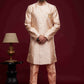 Raivat Ethnic Banarasi Jacquard Embroidery Semi Indo Western Sherwani In Peach Colour | Swadesiicart