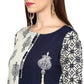 NOZ2TOZ Women's Blue & White Rayon Straight Kurta- (1pc set) - Swadesiicart