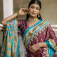 Vishnu Weaves Women's Maroon Cotton Silk Printed Saree with Blouse - Swadesiicart