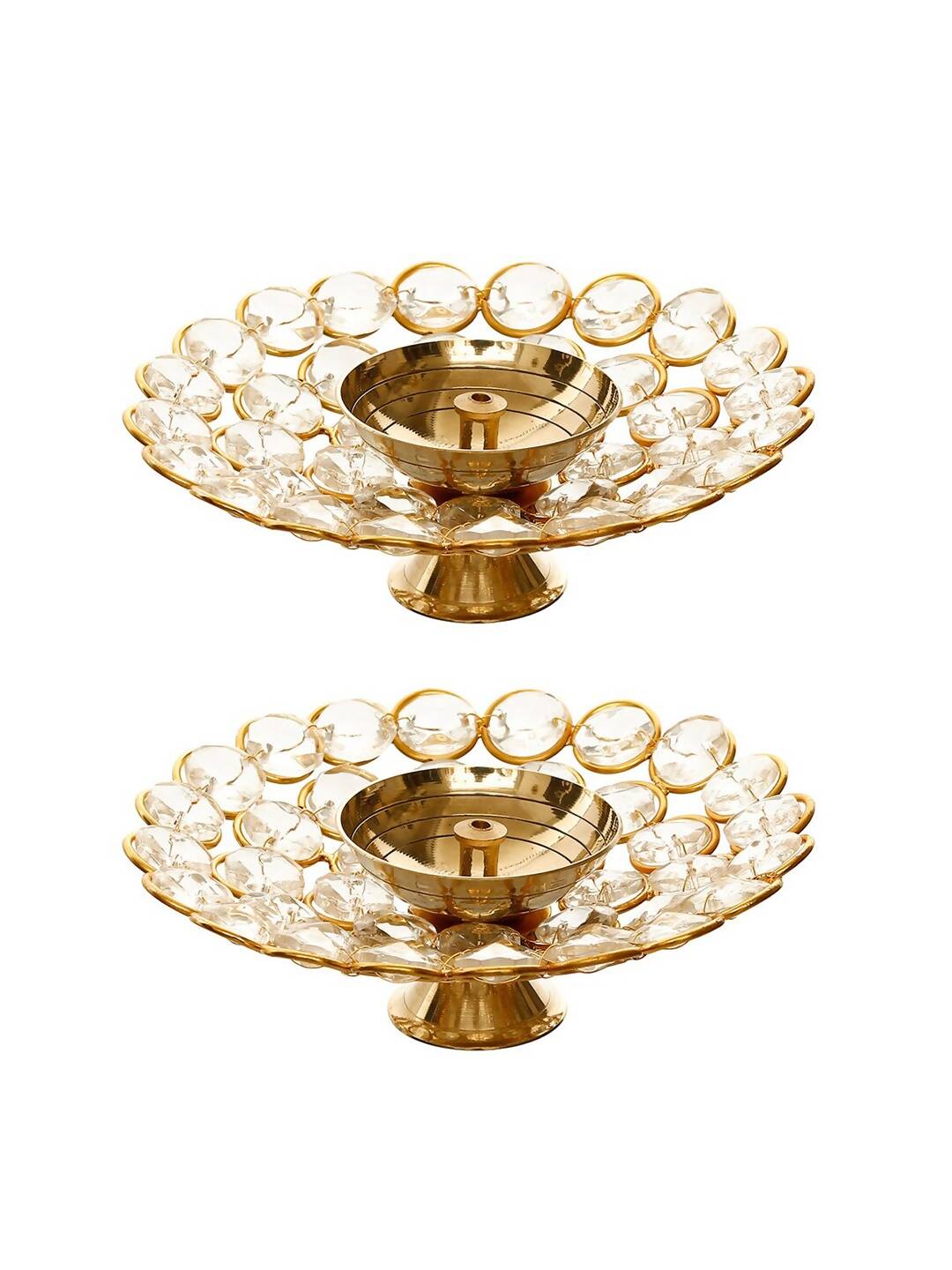 eCraftIndia Gold-Toned 2 Pieces Bowl Shape Diyas | Swadesiicart