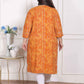 Miravan Women's Plus Size Yellow Bandhani Printed Straight Kurta - Swadesiicart