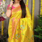 Jyoti Fashion Women's Yellow Banarasi Silk Zari Woven Saree with Blouse | Swadesiicart