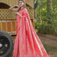 Partywear Designer Peach Banarasi Silk Fancy Saree - Starwalk | Swadesiicart
