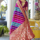 Vishnu Weaves Women's Pink Banarasi Silk Zari Woven Saree with Blouse - Swadesiicart