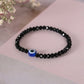 NVR Men & Women Black Evil Eye Crystal Elasticated Bracelet - Swadesiicart