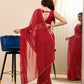 Maroon Georgette Designer Printed Ready To Wear Saree - Ibiza | Swadesiicart