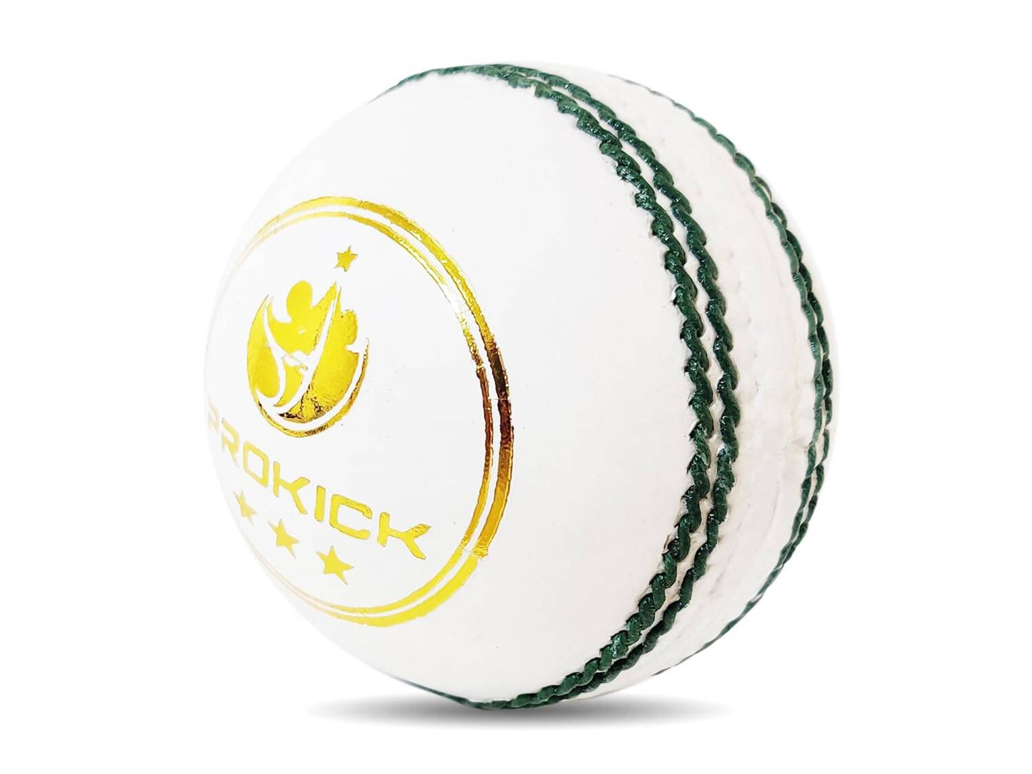 Prokick Club Four Piece Leather Cricket Ball - White - Swadesiicart