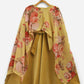 Ahalyaa Mustard Velvet Kids Dress With Attached Dupatta For Girls | Swadesiicart