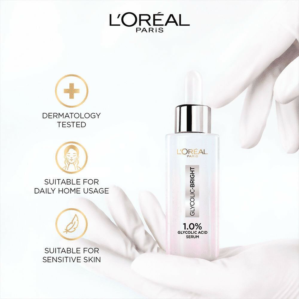 L'Oreal Paris Glycolic Acid Glowing And Protecting CSMS (Cleanser, Serum, Moisturizer, Sunscreen) Regime Kit | Swadesiicart