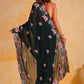 Vamsee Annie Dark Green Georgette Silk Saree - Swadesiicart
