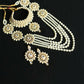 Mominos Fashion Johar Kamal Gold-Polished Rani Haar with Off white Pearls Jewellery Set - Mominos Fashion