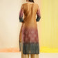 Orange Chinon Digital Printed With Hand Work Kurta - Himanshi - Swadesiicart