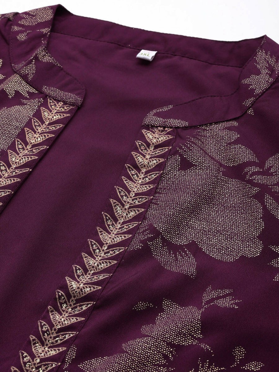Ahalyaa Women's Traditional Wear Co-ords - Burgundy - Swadesiicart