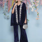 Joban Fashion Navy Blue Velvet Cape Set - Swadesiicart