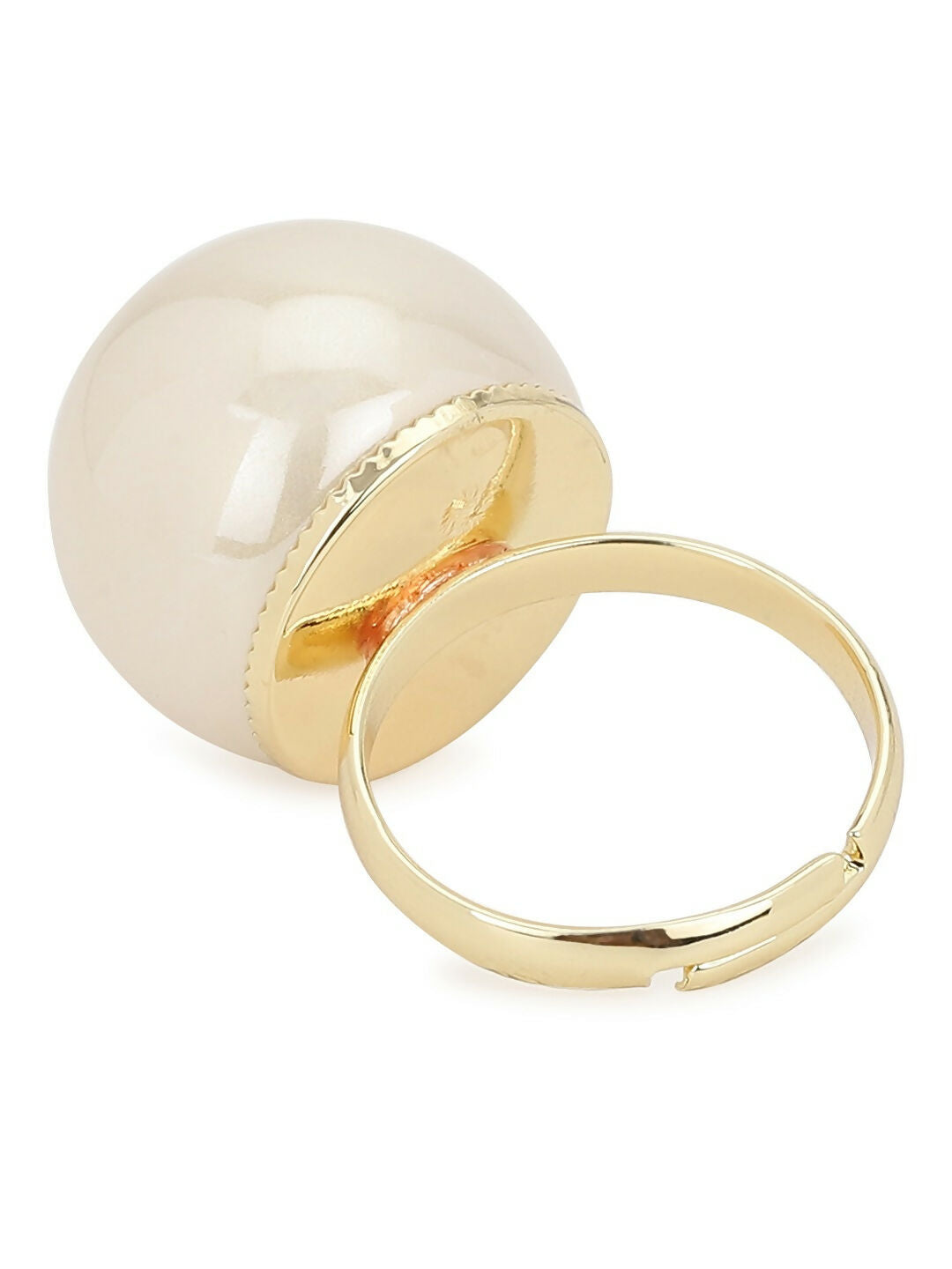 Cream Pearl Adjustable Ring- Ruby Raang | Swadesiicart