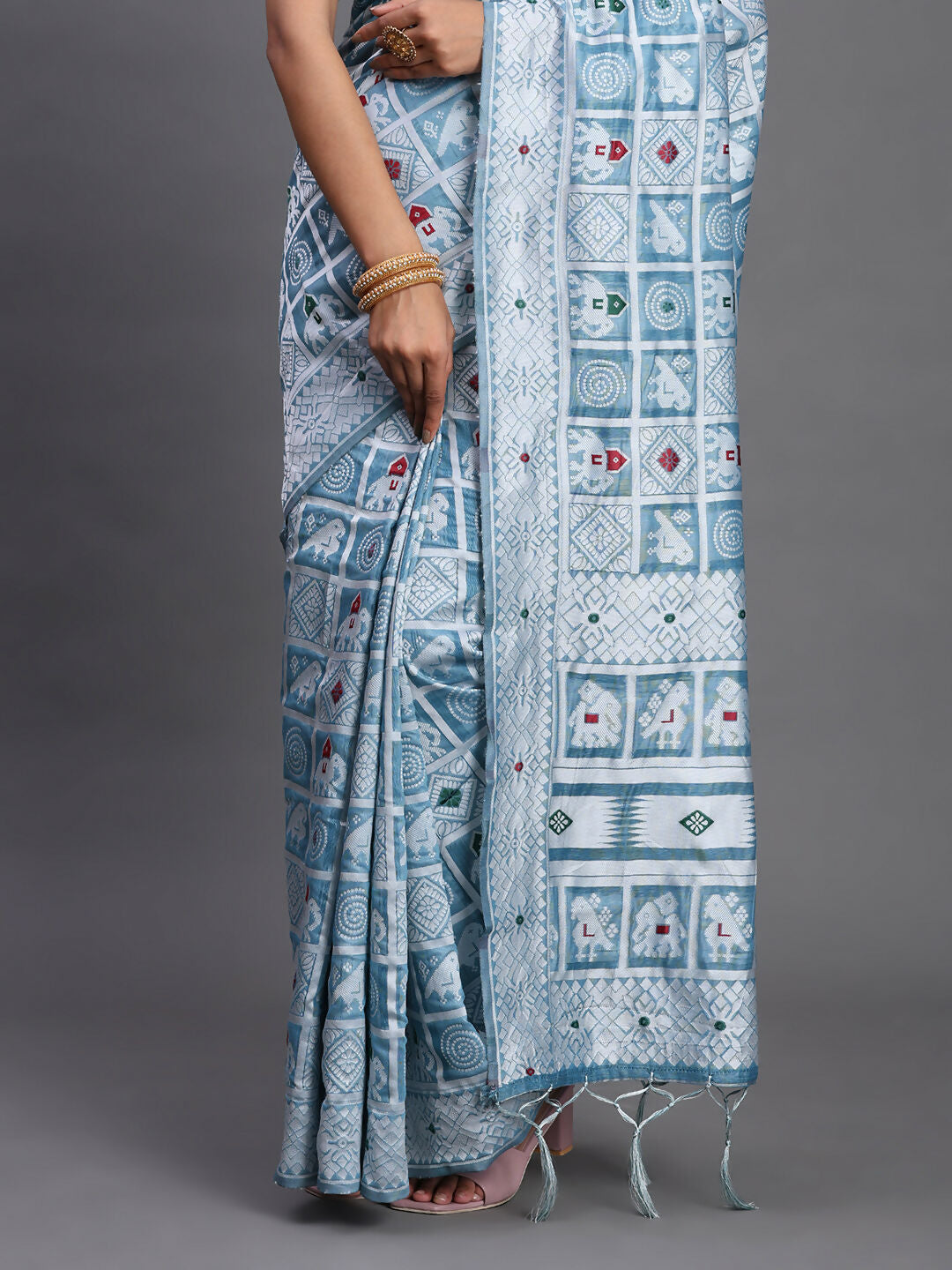 Shree Shyam Fashion Linen Cotton Sky Blue Saree