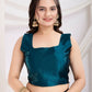 Teal Blue Rangoli Silk Diamond Work Ready To Wear Saree - Tamana | Swadesiicart